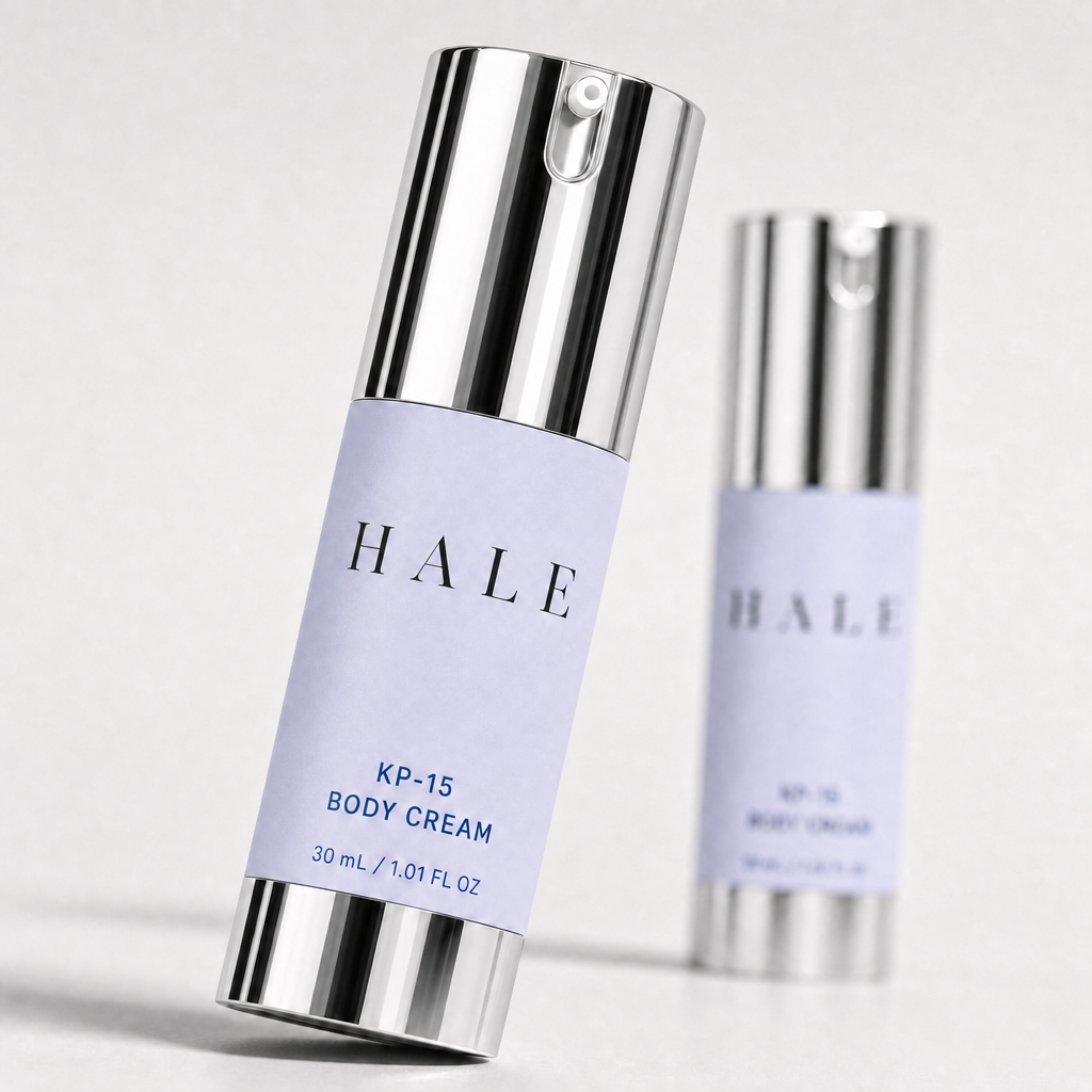 Hale KP-15 Body Cream pump bottle close-up
